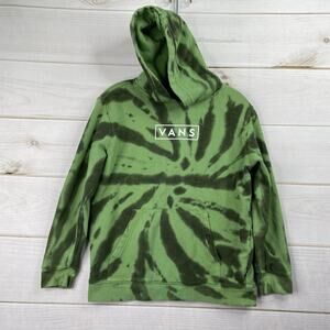 Vans Youth Hoodie Sweatshirt Sz L 10/12 Green Tie Dye Pullover Fleece Kids Boys